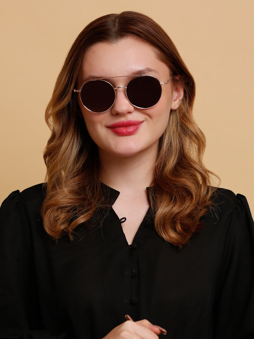 š¶ļø RetroGoods⢠| Rose Gold Noir Round Sunglasses