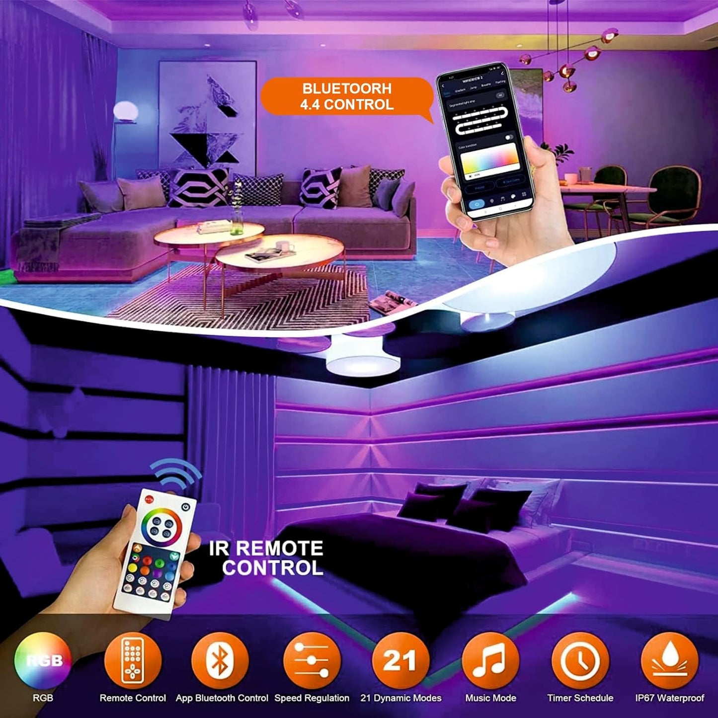 NeonGlow Smart Rope Strip Light with Music Syncing (5 Meters) by RetroGoods™