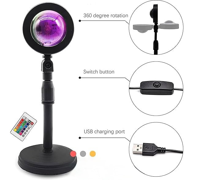 Sunset Lamp by RetroGoods™ with 16 Colors in 1, with Remote (PREMIUM QUALITY)