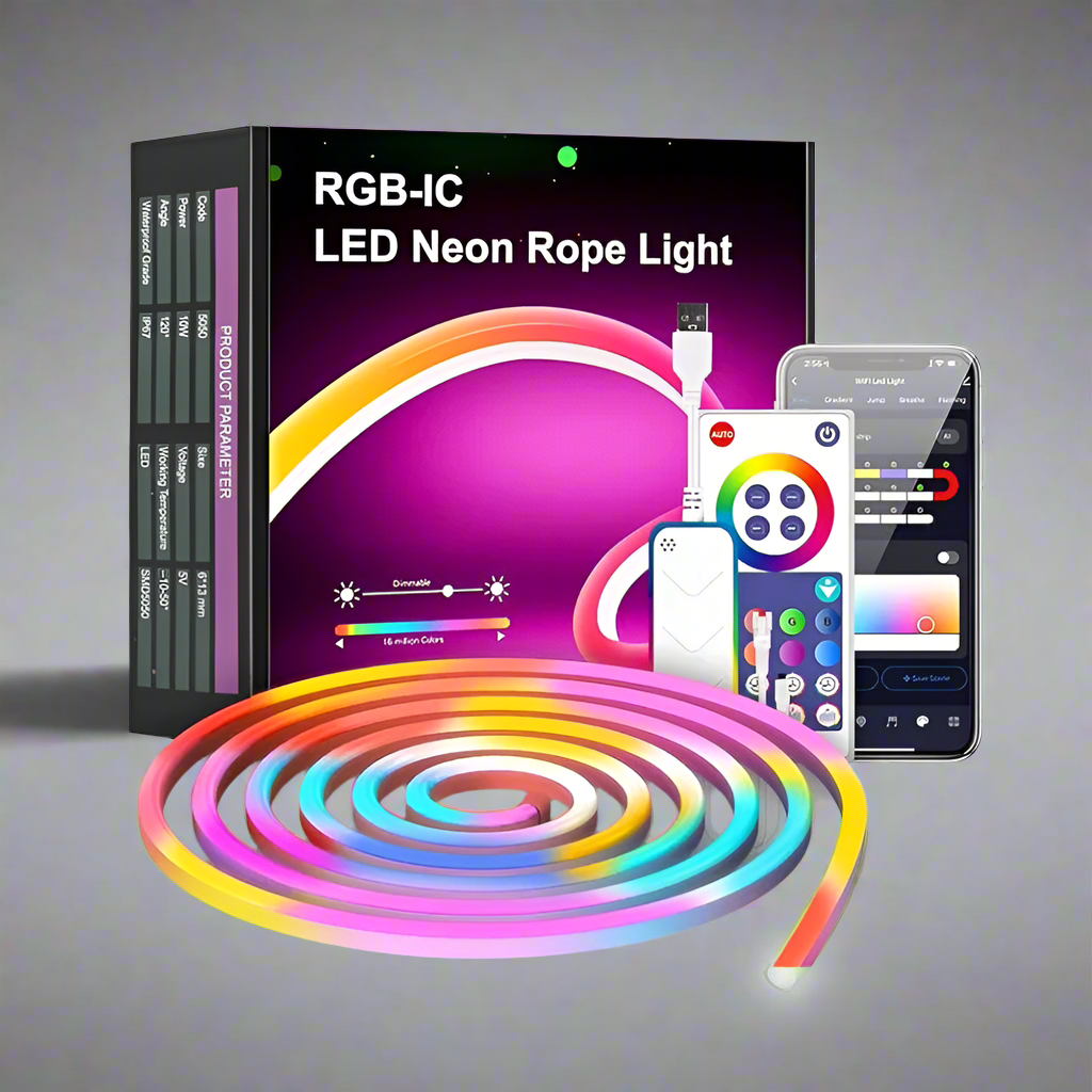 NeonGlow Smart Rope Strip Light with Music Syncing (5 Meters) by RetroGoods™