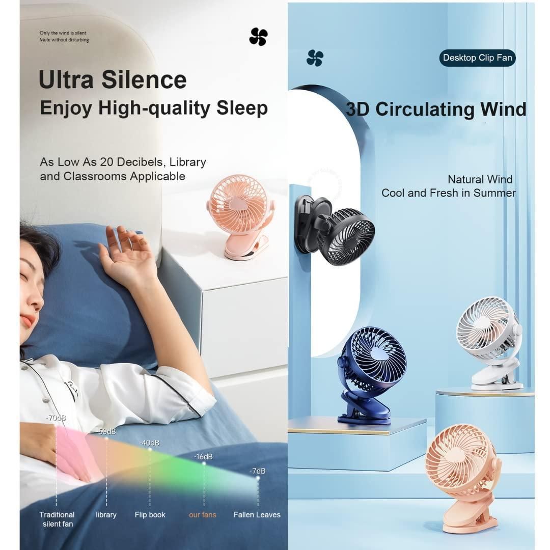 3 Speeds Portable Desk Fan, 10000mAh Rechargeable