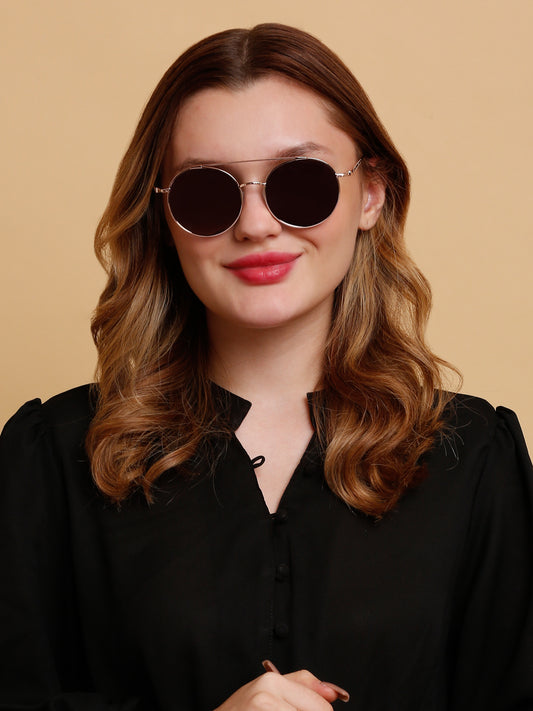 🕶️ RetroGoods™ | Rose Gold Noir Round Sunglasses