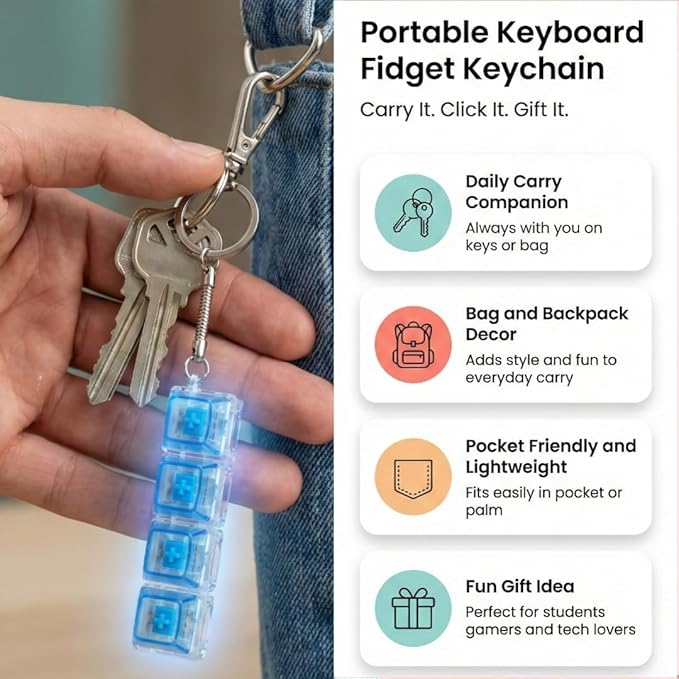 LED Keyboard Fidget Keyring by RetroGoods™
