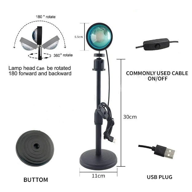 Sunset Lamp by RetroGoods™ with 16 Colors in 1, with Remote (PREMIUM QUALITY)